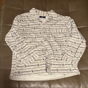 Men's White Patterned Dress Shirt Mickey Mouse like